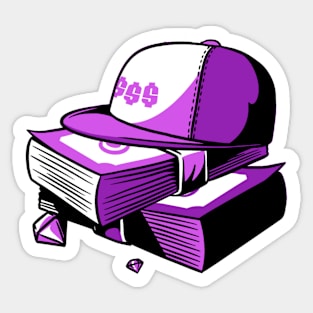 Hustle Design With Dollar Signs Money And Diamonds Purple Sticker